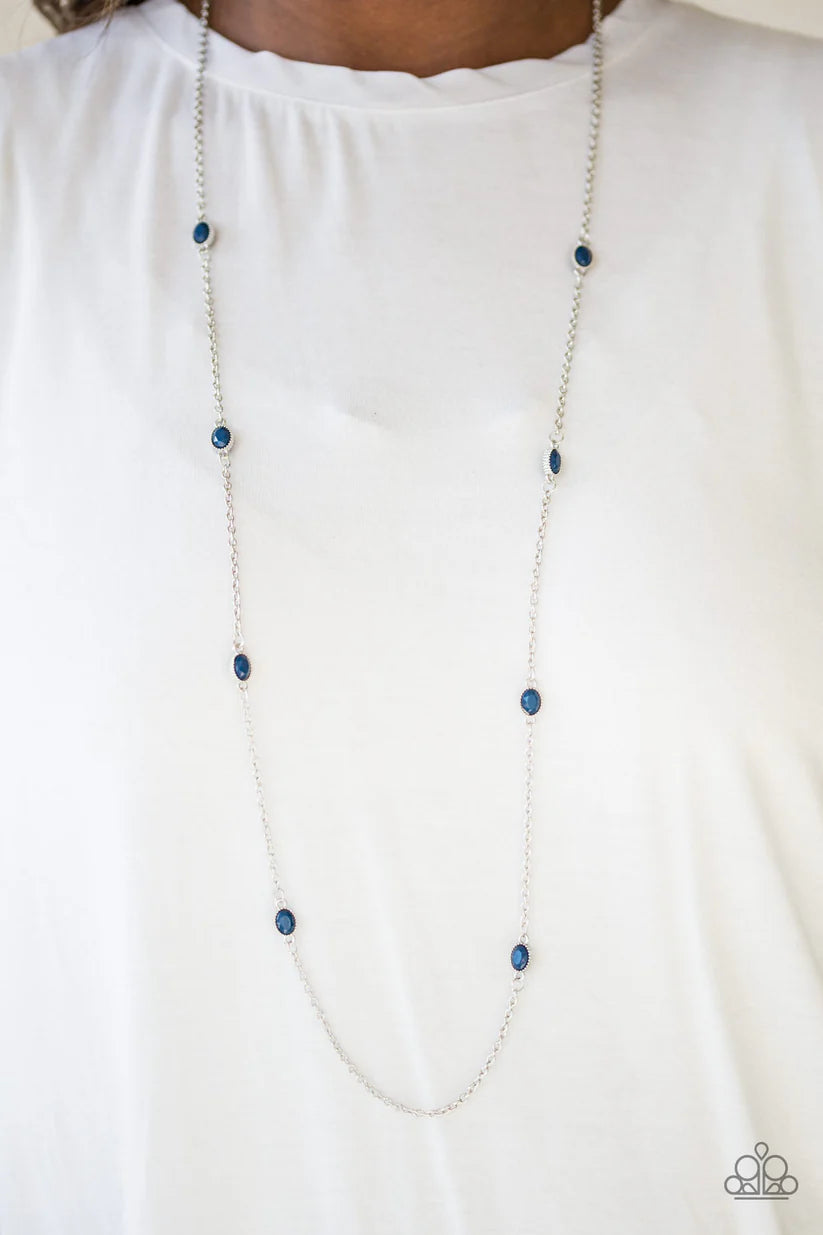 In Season - Blue Faceted Studded Trickle Necklace N#7283