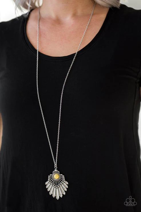 Inde-PENDANT Idol - Yellow Flared Tribal Necklace N#6257