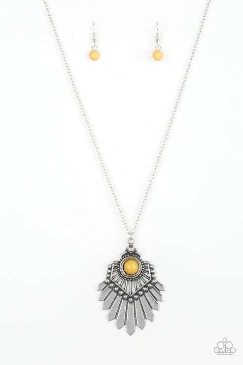 Inde-PENDANT Idol - Yellow Flared Tribal Necklace N#6257