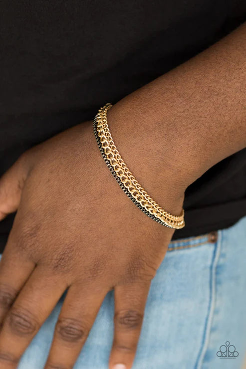 Industrial Icon - Gold/Gunmetal Box Chain Collision Industrial Bracelet B#228