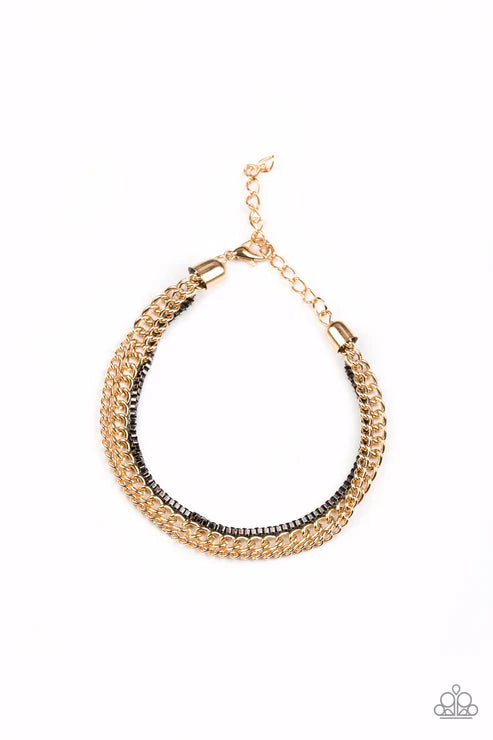 Industrial Icon - Gold/Gunmetal Box Chain Collision Industrial Bracelet B#228