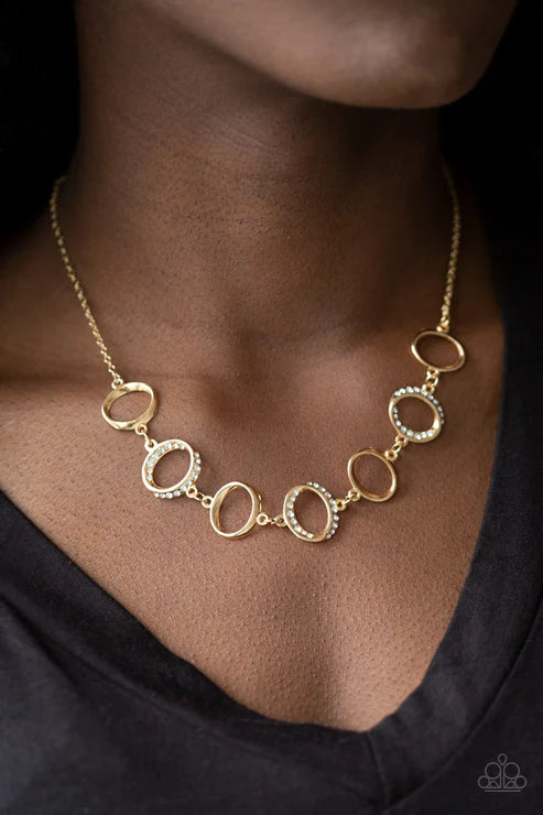 Inner Beauty - Gold Encrusted Hoop Links Necklace N#5435