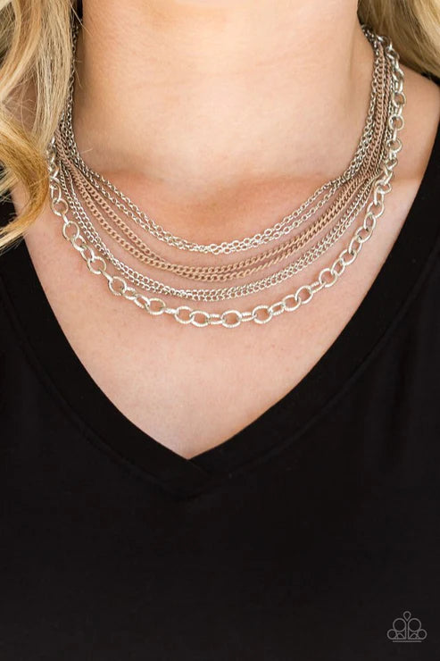 Intensely Industrial - Brown Collision Chains Industrial Necklace N#3858