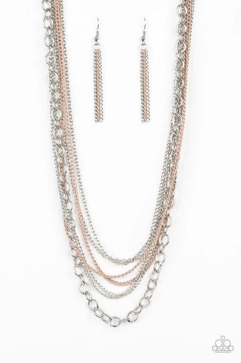 Intensely Industrial - Brown Collision Chains Industrial Necklace N#3858