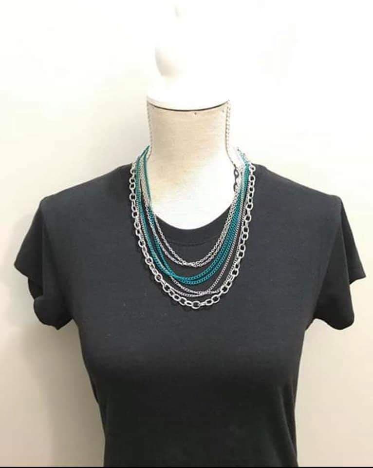Intensely Industrial - Green Collision Chains Industrial Necklace N#4009