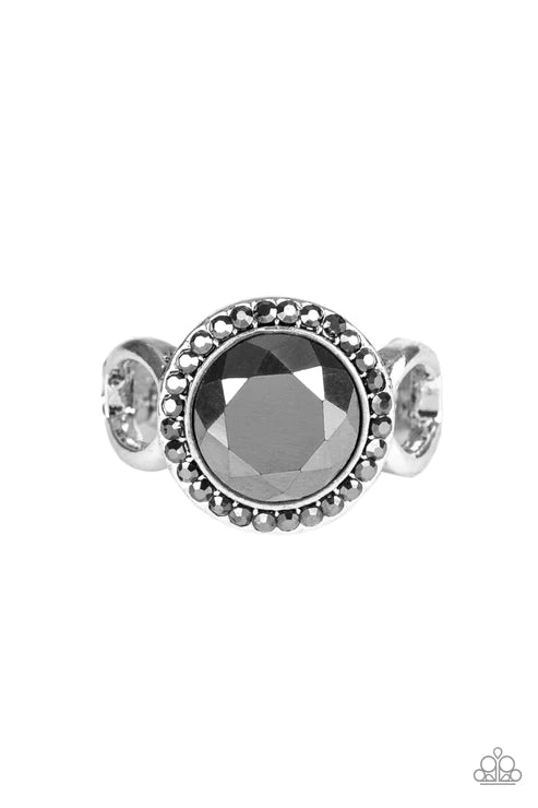 Its Gonna GLOW! - Silver Hematite Encrusted Ring R#5999