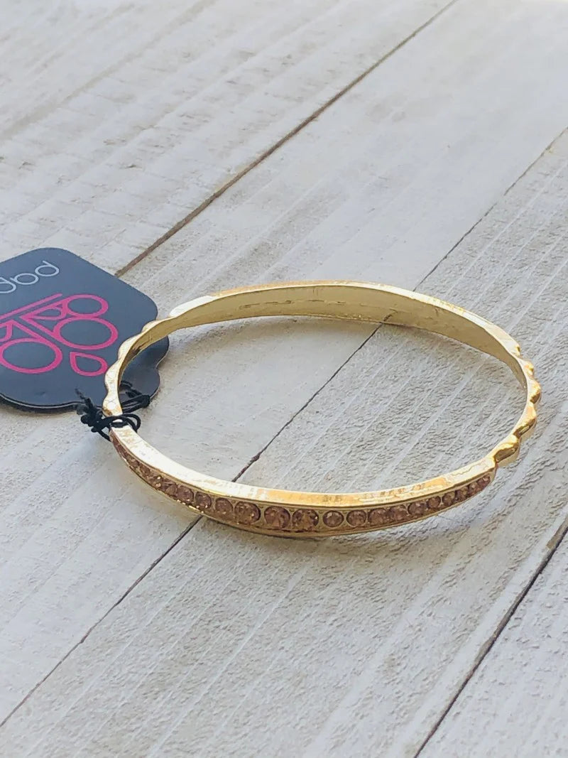 Just SPARKLE And Wave - Gold/Topaz Encrusted Ripple/Wavy Bangle Bracelet B#6796