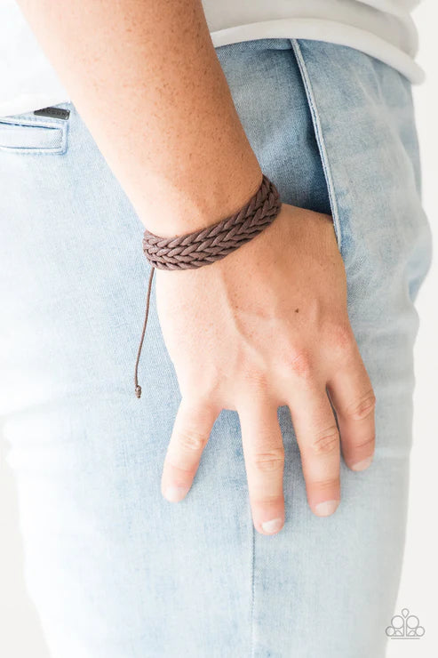 KNOT The End Of The World - Brown Knotted Braided Weaved Cording Leather Adjustable Sliding Knot Closure Urban Bracelet B#6197