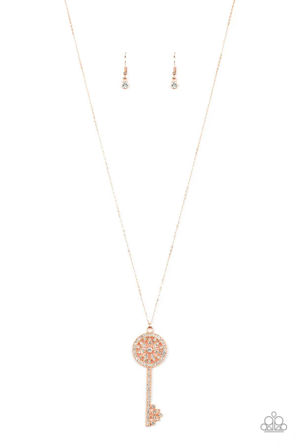 Keeping Secrets - Copper 3D Key Encrusted Necklace N#6831