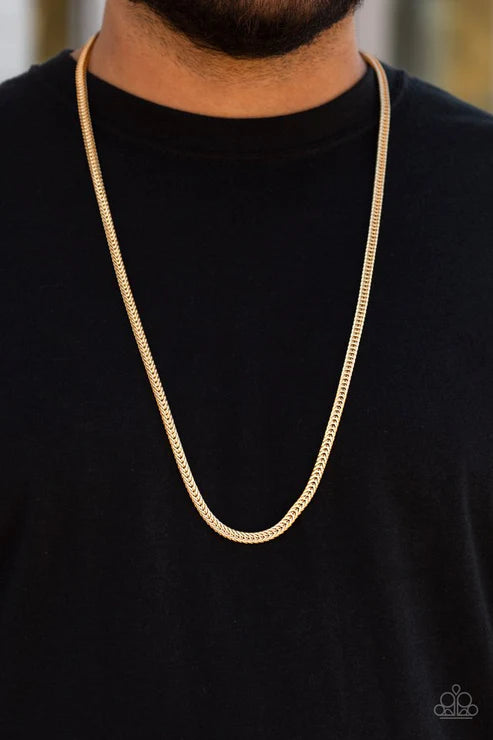Killer Crossover - Oversized Gold Flat Franco Link Urban Necklace N#4782