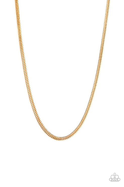 Killer Crossover - Oversized Gold Flat Franco Link Urban Necklace N#4782