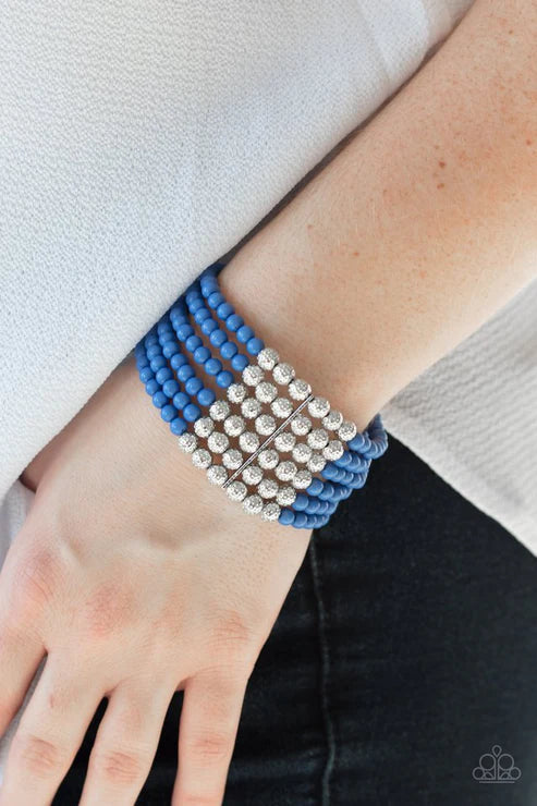 LAYER It On Thick - Blue/Silver Ornate Accent Bracelet B#4697