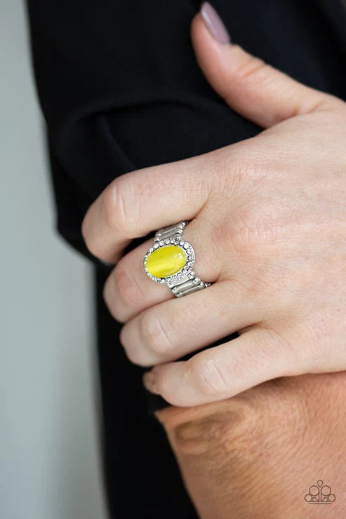 Laguna Luxury - Yellow Encrusted Cat's Eye Moonstone Ring R#5678