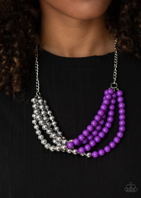 Layer After Layer - Purple/Silver Half Collision Necklace N#4145