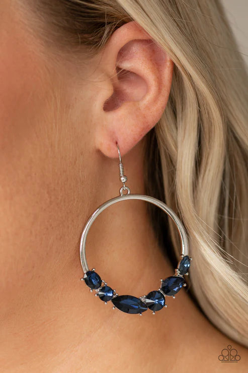 Legendary Luminescence - Oversized Blue Round/Marquise/Oval/Teardrop Hoop Earrings E#5624