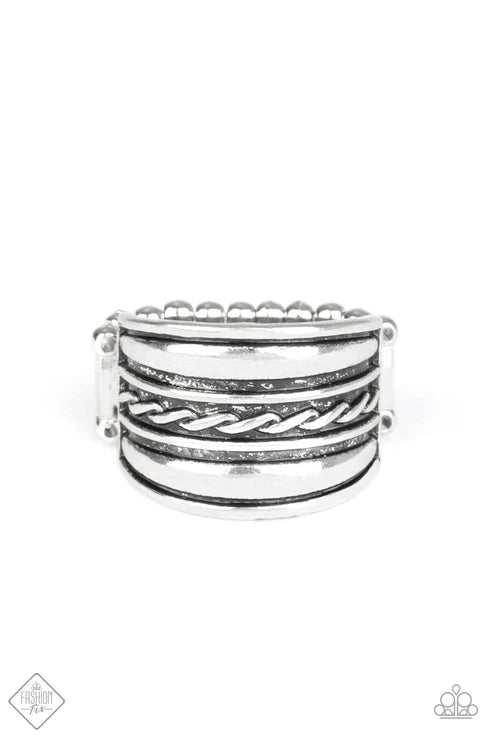 Let it LAYER - Silver Mismatched Twisted Ropy Textured Stacked Ring R#4211