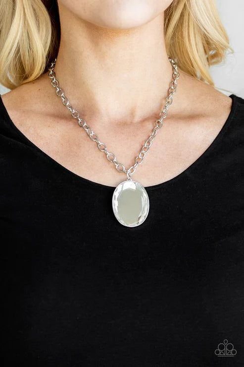 Light As HEIR - Oversized White Oval Gem Necklace N#5937