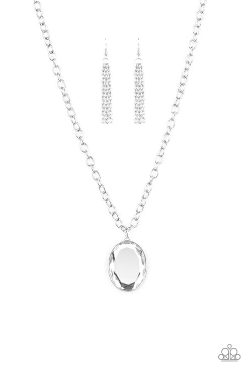 Light As HEIR - Oversized White Oval Gem Necklace N#5937