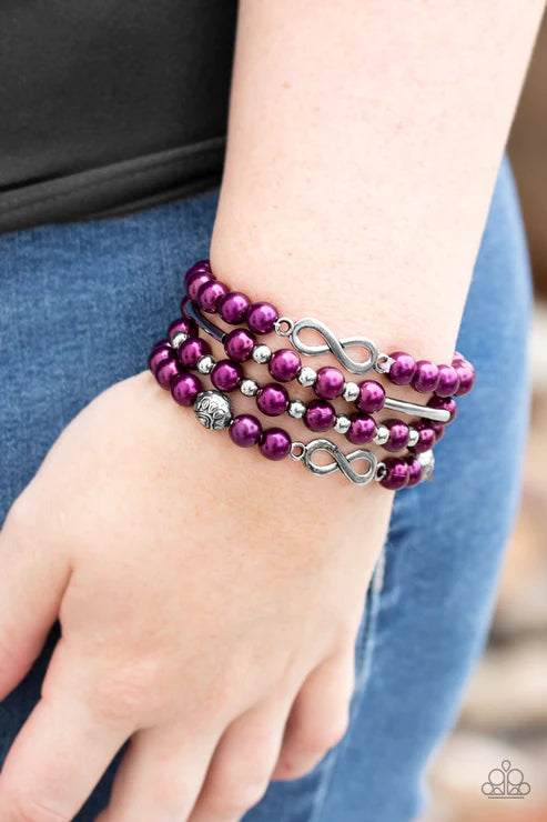 2-Piece Purple Pearl Encrusted Infinity Set SET#5656