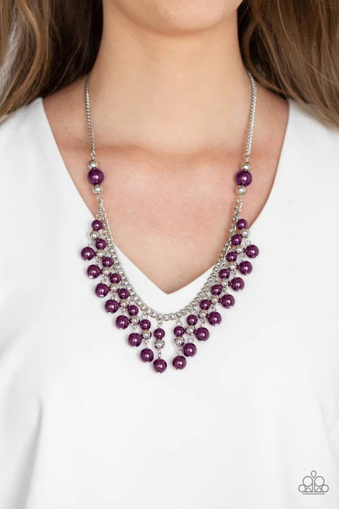 Location, Location, Location! - Purple/Silver Pearl Tassel Fringe Necklace N#5531