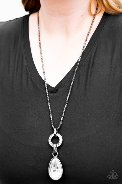 Lookin Like A Million - Oversized Black Encrusted Teardrop Popcorn Chain Necklace N#5993