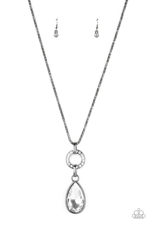 Lookin Like A Million - Oversized Black Encrusted Teardrop Popcorn Chain Necklace N#5993