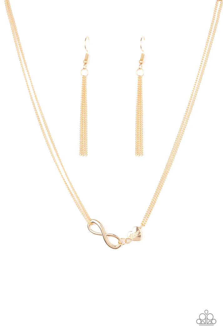 2-Piece Gold 3D Infinity/Heart Mom Stamped Link Set SET#2497