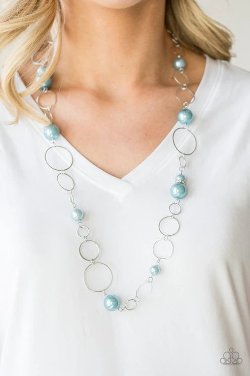 Lovely Lady Luck - Blue Pearl Encrusted Necklace N#5541