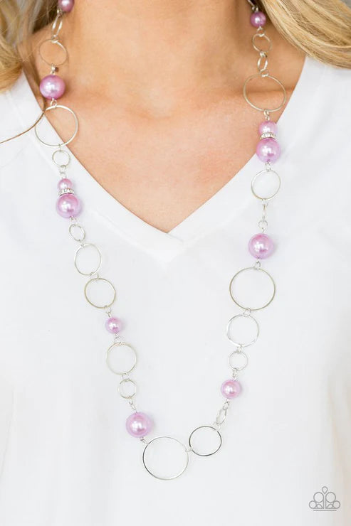 Lovely Lady Luck - Purple Pearl Encrusted Necklace N#5555