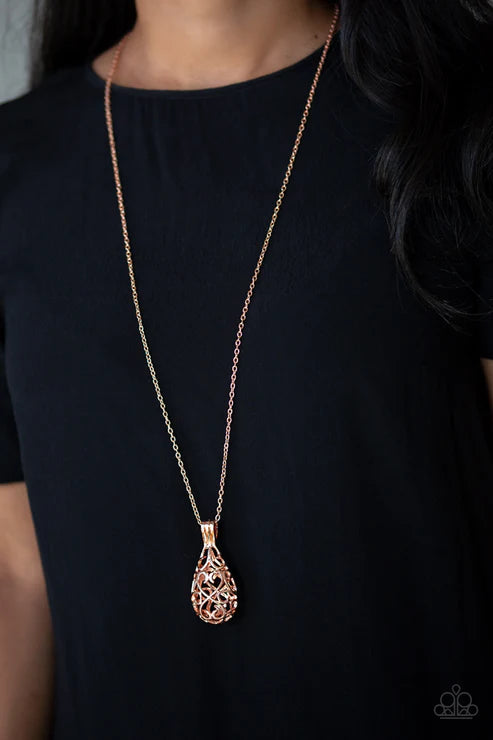 Magic Potions - Oversized Rose Gold Airy 3D Heart Filigree Necklace N#3435