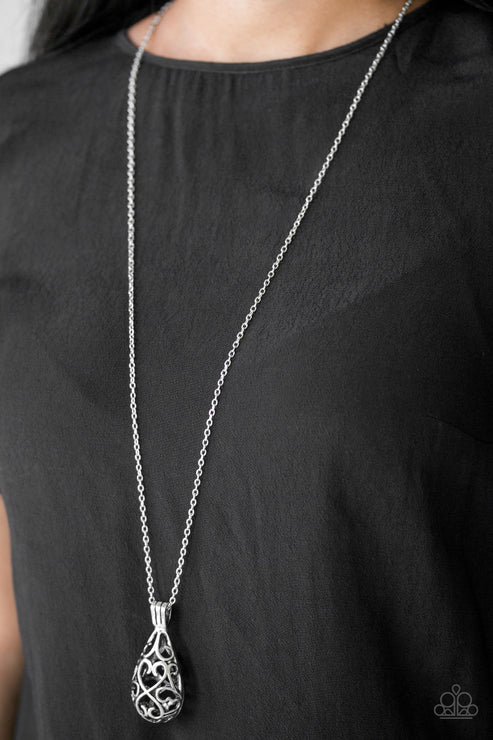 Magic Potions - Oversized Silver Airy 3D Heart Filigree Necklace N#3021