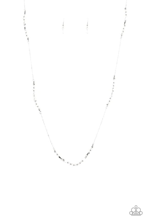 Mainstream Minimalist - White Faceted Rectangular Accents Crystal Trickle Necklace N#3581