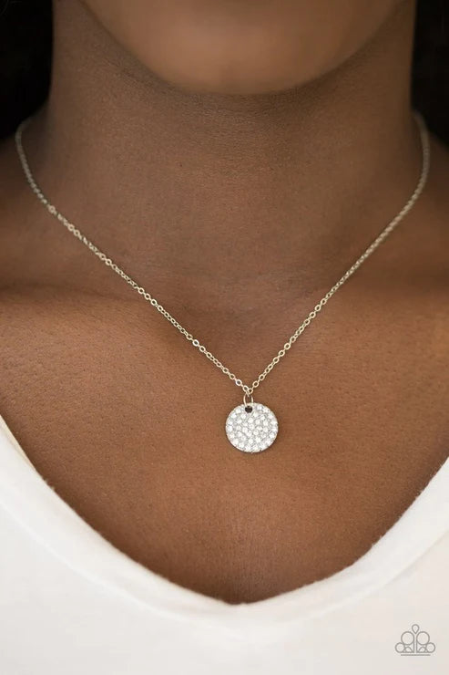 Make Today Glitter - White Encrusted Glittering Pendant Necklace N#3020