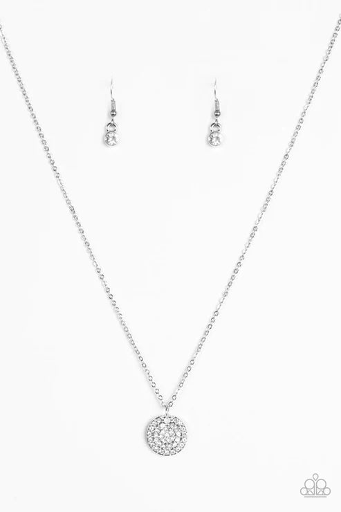 Make Today Glitter - White Encrusted Glittering Pendant Necklace N#3020
