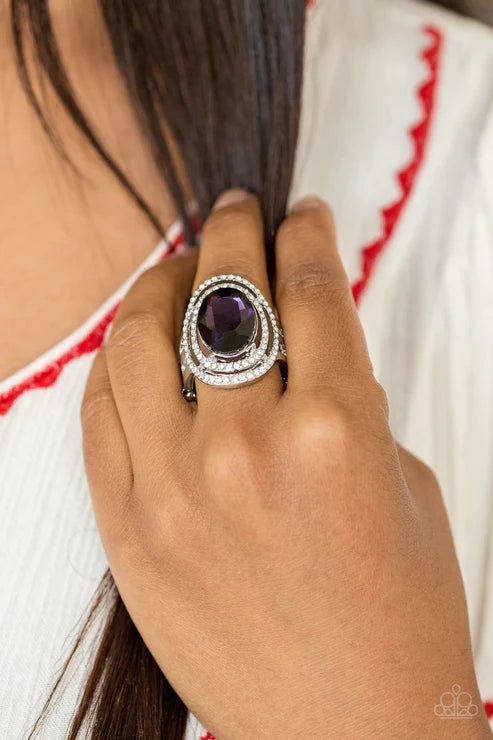 Making History - Oversize Purple Encrusted Stacked Ring R#6037