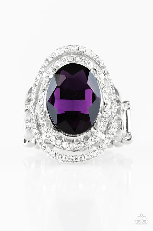 Making History - Oversize Purple Encrusted Stacked Ring R#6037