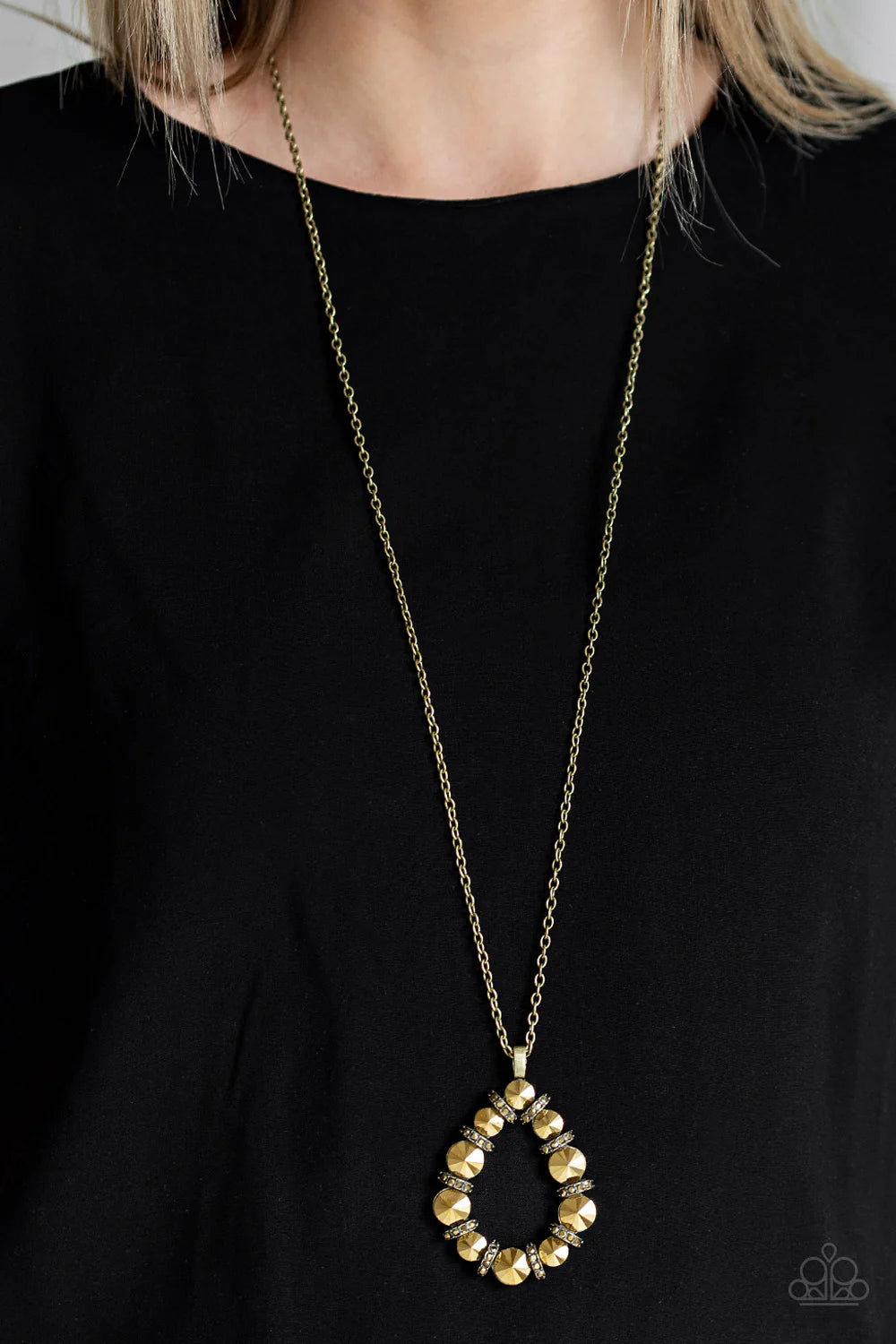 Making Millions - Oversized Brass/Aurum Encrusted Teardrop Necklace N#7148