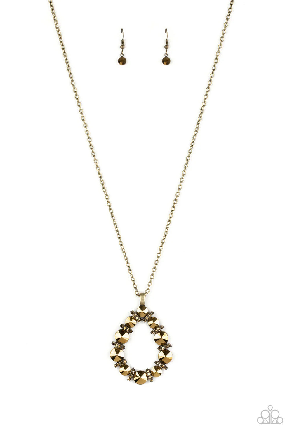 Making Millions - Oversized Brass/Aurum Encrusted Teardrop Necklace N#7148