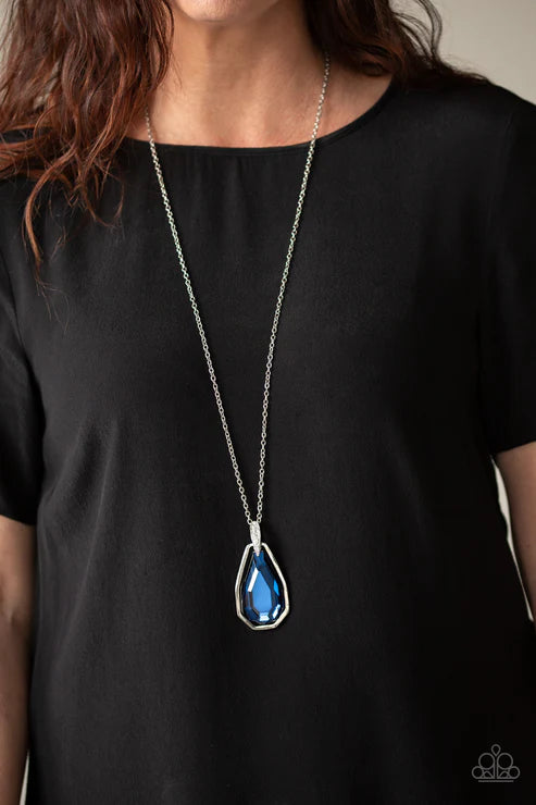 Maven Magic - Oversized Blue Dramatic Edgy Encrusted Necklace N#5745