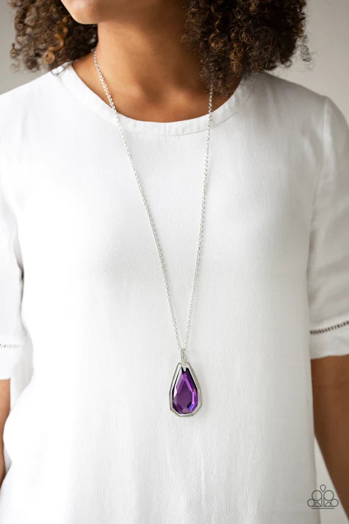 Maven Magic - Oversized Purple Dramatic Edgy Encrusted Necklace N#2730