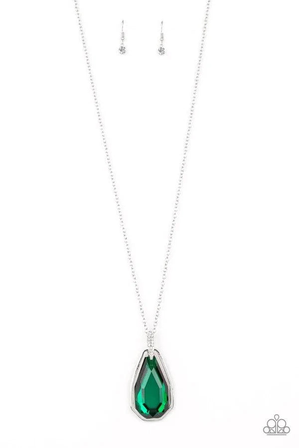 Maven Magic - Oversized Green Dramatic Edgy Encrusted Necklace N#6820