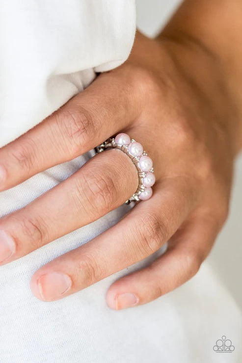 Mermaid Mamba - Bubbly Pink Pearl Encrusted Ring R#6269