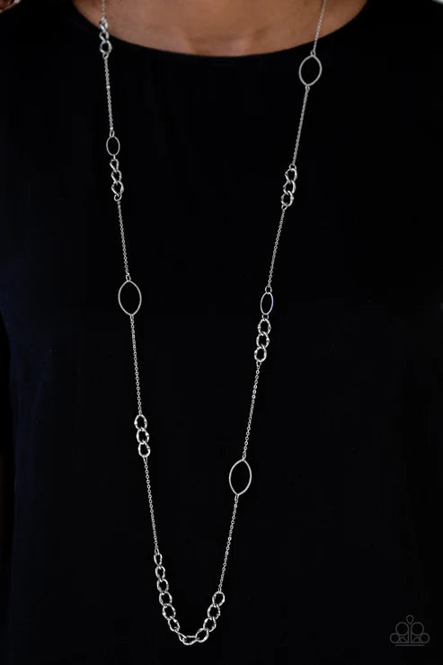 Metro Minimalist - Silver Marquise Necklace N#6554