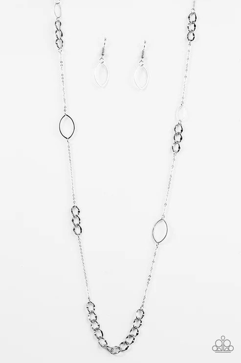 Metro Minimalist - Silver Marquise Necklace N#6554
