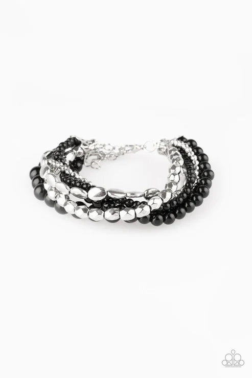 Metro Mix Up - Black Pearl Accent Bracelet Stack B#3682