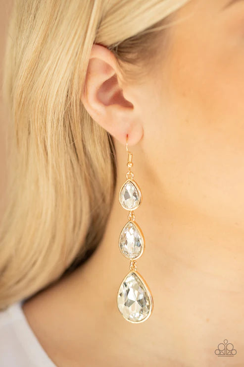 Metro Momentum - Oversized Gold Exaggerated Teardrop Drip Earrings E#3966