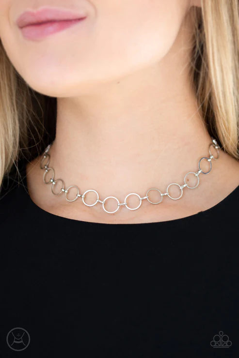 Metro Spunk - Silver Ring Link Choker Necklace N#3521