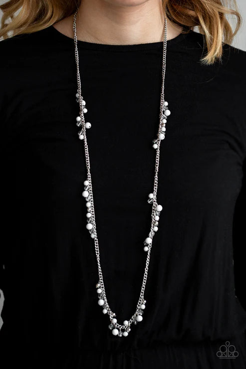 Miami Mojito - White Polished/Glassy Trickle Necklace N#4748
