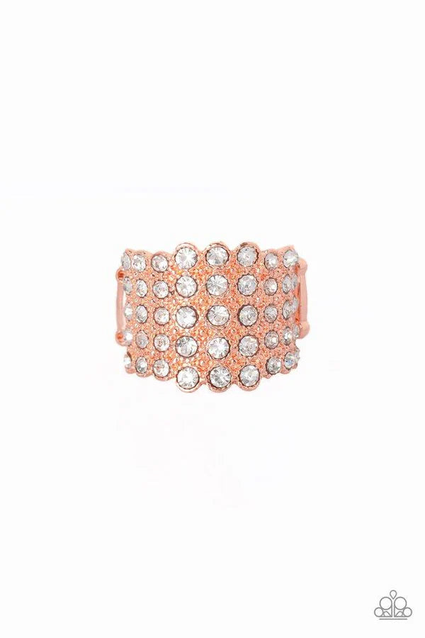 Million Dollar Masquerade - Oversized Copper Encrusted Stacked Ring R#6827