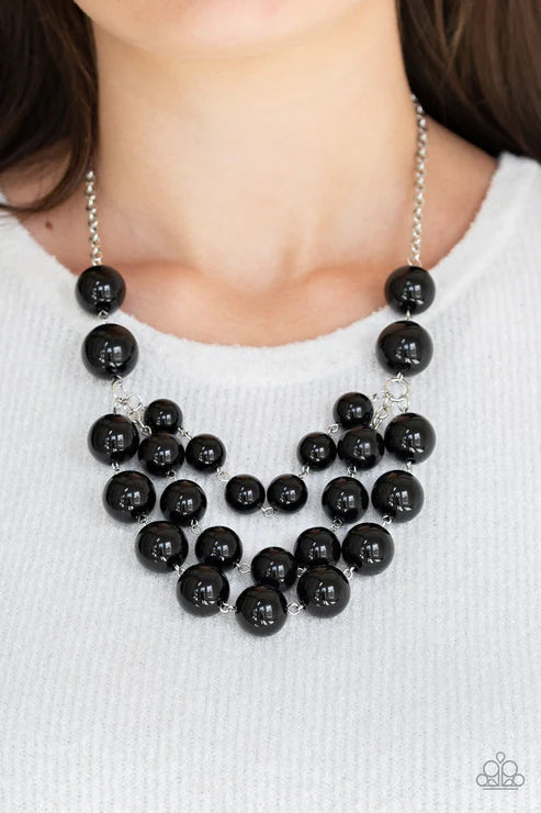 Miss Pop-YOU-larity - Oversized Bubbly Black Trio Cascade Necklace N#7216